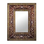 Reverse painted glass mirror, 'Cajamarca Warmth' - Rectangular Glass Wall Mirror Reverse Painted from Peru