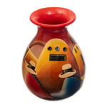 Ceramic vase, 'The Monastery' - Hand Made Cuzco Colorful Ceramic Vase