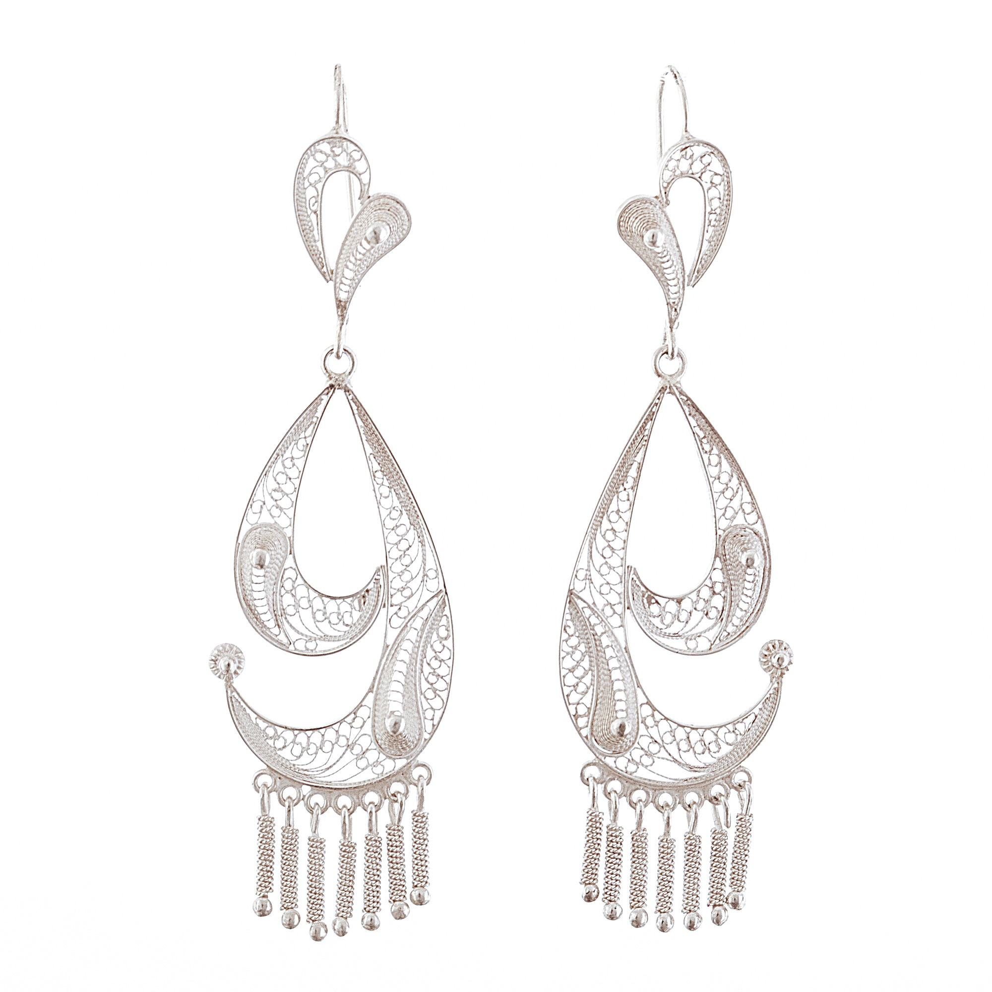 Graceful Silver Filigree Earrings from Peru - Waves | NOVICA
