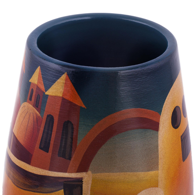 Ceramic vase, 'Convent Girl' - Artisan Crafted Cuzco Ceramic Folk Art Vase