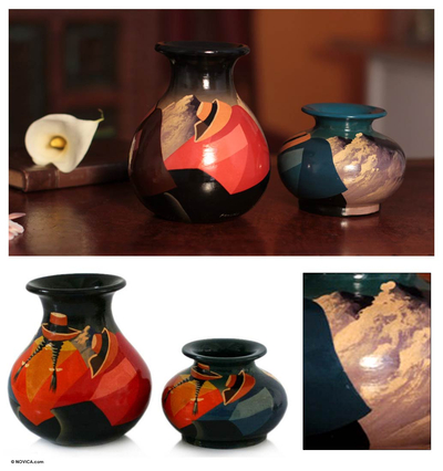 Ceramic vases, 'Rest Time' (pair) - Ceramic vases (Pair)