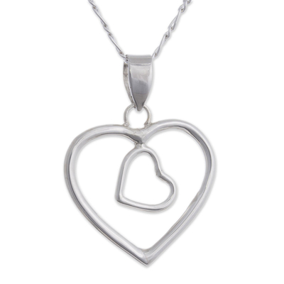 Collar de corazón de plata - Collar colgante de plata fina en forma de corazón