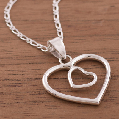 Collar de corazón de plata - Collar colgante de plata fina en forma de corazón