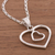 Silver heart necklace, 'You and Me' - Heart Shaped Fine Silver Pendant Necklace (image 2b) thumbail