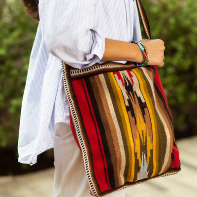 Alpaca blend shoulder bag, 'Andean Warmth' - Hand Made Women's Alpaca Blend Shoulder Bag 