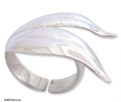 Silver cocktail ring, 'Wild Nature' - Silver cocktail ring