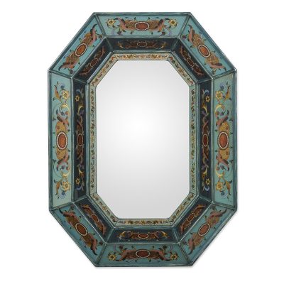 Mirror, 'Nautical Blue' - Hand Made Painted Glass Wall Mirror