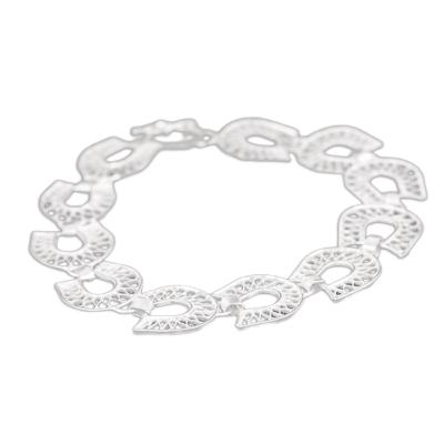 Silver filigree bracelet, 'Lucky Horseshoes' - Silver filigree bracelet