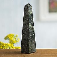 Jade obelisk, 'Prosperity' (large) - Fair Trade Geometric Jade Obelisk Sculpture from Peru
