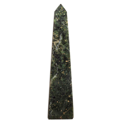 Jade obelisk, 'Prosperity' (large) - Geometric Jade Obelisk Sculpture from Peru (Large)
