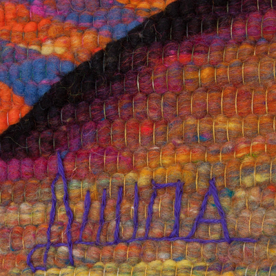 Wool tapestry, 'Andean Tears' - Wool tapestry