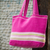 Alpaca handbag, 'Strawberry Lime' - Unique Pink Alpaca Wool Totebag