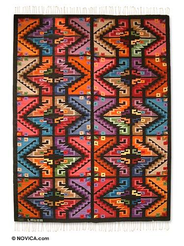 Wool rug, 'Hidden Bird' (5.5x7.5) - Wool rug (5.5x7.5)