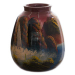 Ceramic vase, 'The Cottage' - Hand Painted Cuzco Ceramic Vase