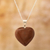 Mahogany obsidian heart necklace, 'Petal Heart' - Modern Andean Mahogany Obsidian Romantic Heart Necklace (image 2) thumbail