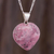 Rhodonite heart necklace, 'Petal Heart' - Handmade Andean Rhodonite Romantic Heart Necklace (image 2) thumbail