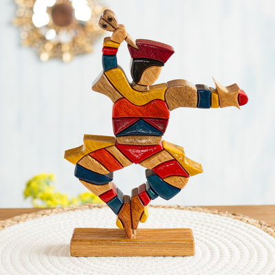 Cedar and mahogany sculpture, 'Scissors Dancer' - Mahogany and Cedar Dance and Music Wood Sculpture