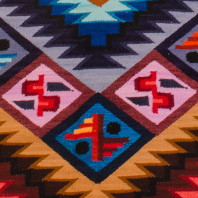 Wool tapestry, 'Rainbow Alphabet' - Wool Geometric Tapestry Wall Hanging (5x4)