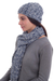 100% alpaca scarf and hat set, 'Sky Blue Fans' - 100% alpaca scarf and hat set (image 2a) thumbail