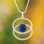 Lapis lazuli pendant necklace, 'Cuddle Me Blue' - Sterling Silver Lapis Lazuli Pendant Necklace