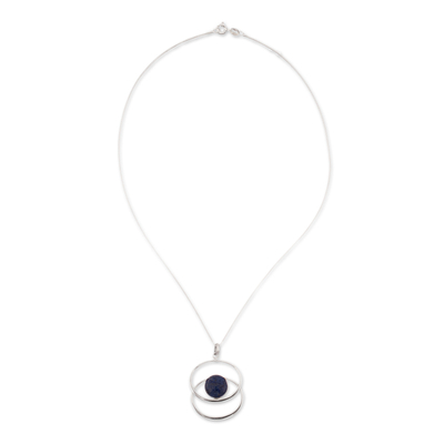 Collar con colgante de lapislázuli - Collar con colgante de lapislázuli en plata de primera ley