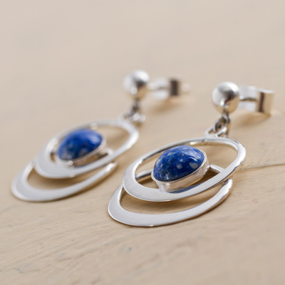 Pendientes colgantes de lapislázuli - Pendientes colgantes de lapislázuli modernos hechos a mano para mujer