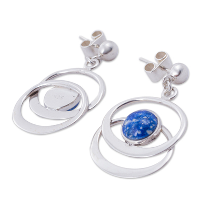 Lapis lazuli dangle earrings, 'Cuddle Me' - Handcrafted Women's Modern Lapis Lazuli Dangle Earrings