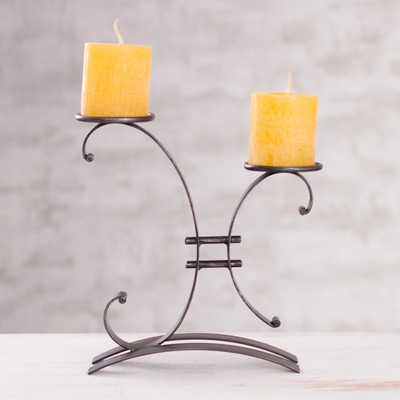Steel candleholder, 'Close to You' - Hand Made Modern Rustic Steel Candle Holder