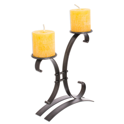 Steel candleholder, 'Close to You' - Hand Made Modern Rustic Steel Candle Holder