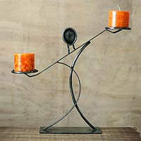 Steel candleholder, 'Sublime Woman' - Abstract Steel Candle Pillar