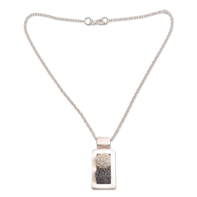 Silver choker, 'Captive Eclipse' - Hand Made Modern Sterling Silver Pendant Necklace