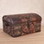 Leather decorative box, 'Autumn Leaves' - Artisan Crafted Tooled Leather Chest with Wrought Iron (image 2) thumbail