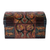 Leather decorative box, 'Autumn Leaves' - Artisan Crafted Tooled Leather Chest with Wrought Iron (image 2e) thumbail