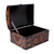 Leather decorative box, 'Autumn Leaves' - Artisan Crafted Tooled Leather Chest with Wrought Iron (image 2f) thumbail