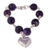 Amethyst bracelet, 'Sincere Heart' - Amethyst and Silver Charm Bracelet