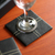 Leather and cedar tray and coaster set, 'Black Tie' (set for 6) - Leather and cedar tray and coaster set (Set for 6) (image 2b) thumbail