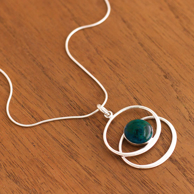 Chrysocolla pendant necklace, 'Cuddle Me Green' - Chrysocolla pendant necklace