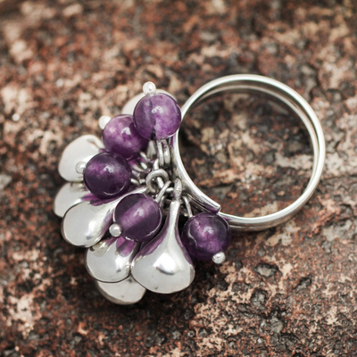 Amethyst cluster ring, 'Cluster' - Hand Crafted Amethyst and Sterling Silver Cluster Ring