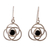 Onyx dangle earrings, 'Floral Orbit' - Onyx  and Sterling Silver Dangle Earrings thumbail