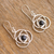Onyx dangle earrings, 'Floral Orbit' - Onyx  and Sterling Silver Dangle Earrings (image 2b) thumbail