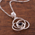 Onyx pendant necklace, 'Floral Orbit' - Modern Sterling Silver Pendant Onyx Necklace (image 2b) thumbail