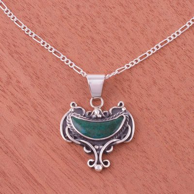 Chrysocolla pendant necklace, 'Inca Goblet' - Chrysocolla pendant necklace