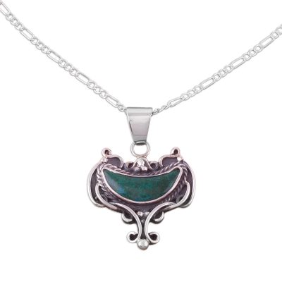 Chrysocolla pendant necklace, 'Inca Goblet' - Chrysocolla pendant necklace