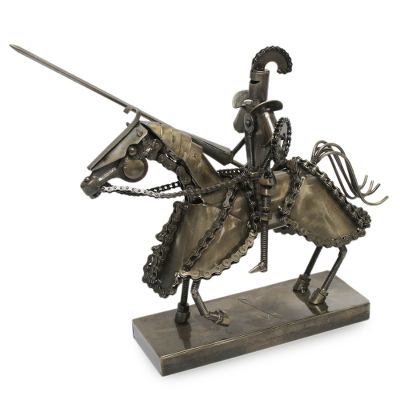 Auto parts sculpture, 'Gallant Knight' - Armored Knight Sculpture of Recycled Motorcycle Parts