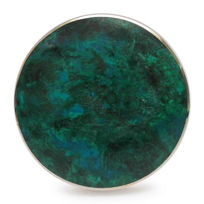 Chrysocolla cocktail ring, 'Planet' - Chrysocolla and Sterling Silver Ring Peru