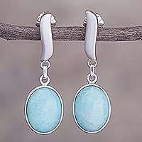 Amazonite dangle earrings, 'Celestial Flame' - Amazonite dangle earrings