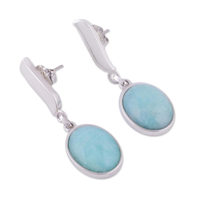 Amazonite dangle earrings, 'Celestial Flame' - Amazonite dangle earrings