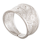 Silver filigree ring, 'Paisley Shine' - Handcrafted Fine Silver Filigree Ring