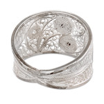 Silver filigree ring, 'Paisley Shine' - Handcrafted Fine Silver Filigree Ring
