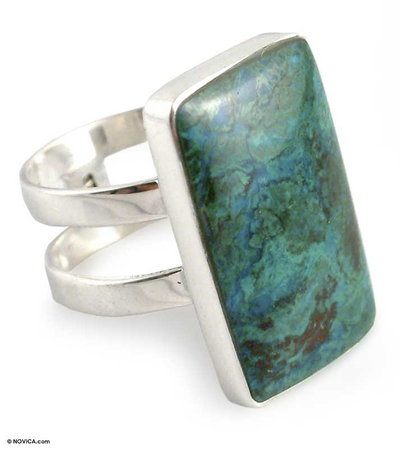 Artisan Crafted Sterling Cocktail Chrysocolla Ring
